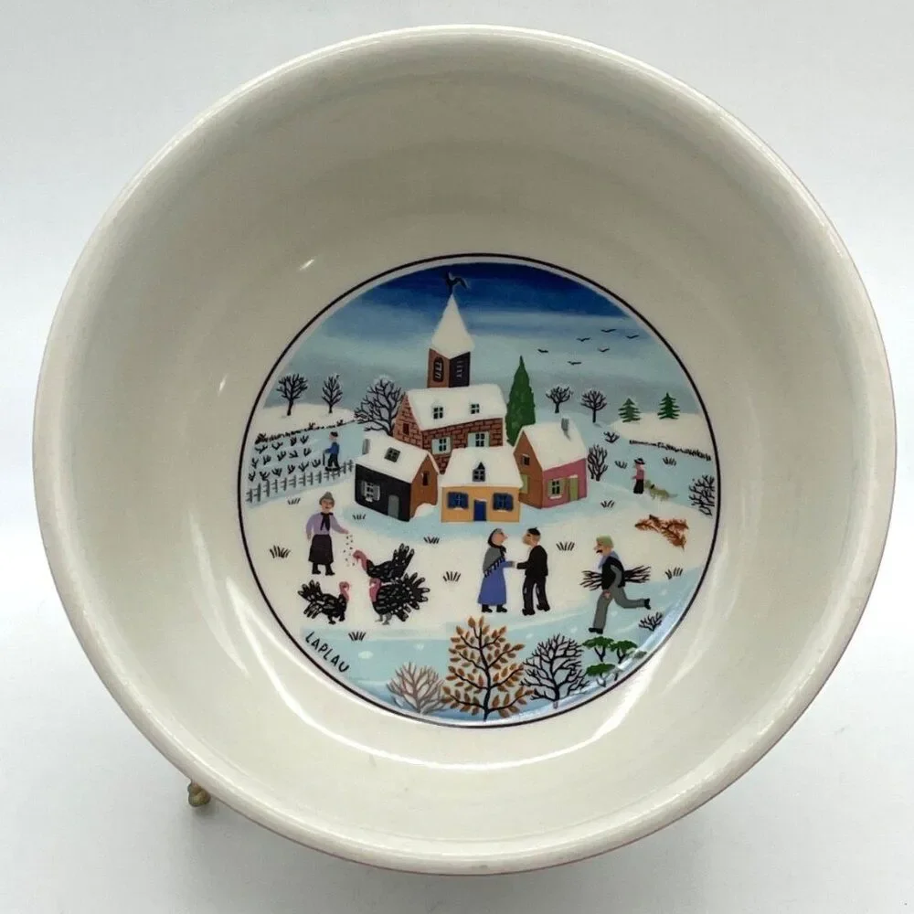 Villeroy & Boch Cereal Bowl Naif Christmas G Laplau Red Trim Soup Salad 5